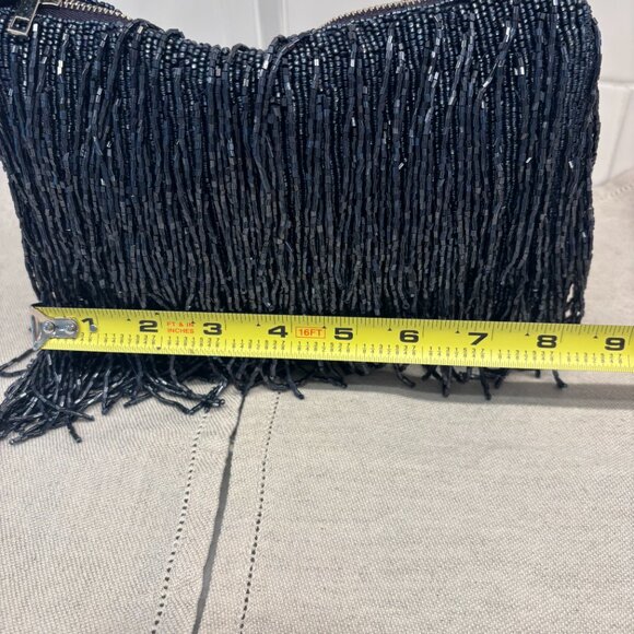 Viral Beaded Fringe Shoulder Bag - Navy Blue - Made in India - Picture 11 of 13